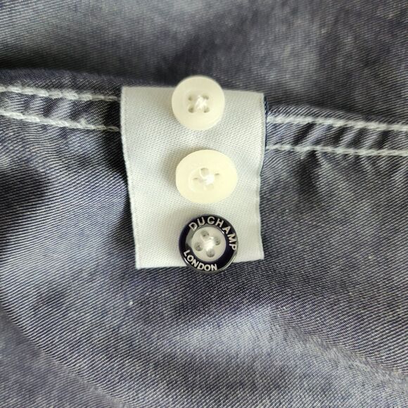 Duchamp London Mens Cotton Tailored Fit Button-Up Shirt Sz 16.5/L/42 Grey Floral - Picture 9 of 9